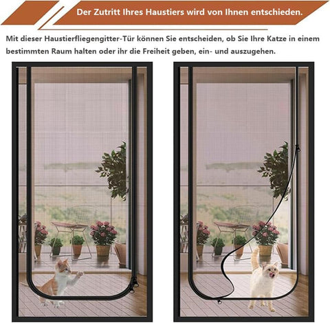 Black Cat Repellent Zipper Door Curtain Mesh, Protects Against Cats and Pests, Easy to Install, 100x210cm