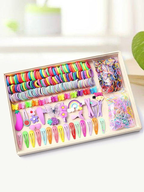844-Piece Hair Accessories Set with Colorful Clips and Scrunchies for Girls, Perfect for All Occasions