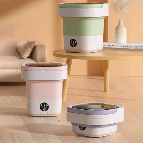 12L Mini Foldable Portable Washing Machine for Travel Small Apartments Student Rooms, Pink