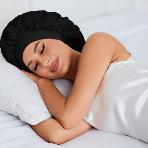 Silky Satin Sleeping Cap for Women and Girls, Double Layer Hair Protection, Adjustable Fit, Coffee