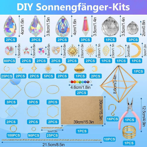 DIY Solar Collector Crystal Wind Chimes Kit 400-pack, Hanging Window Decoration for Home Office and Garden, Compatible with Solar Collectors