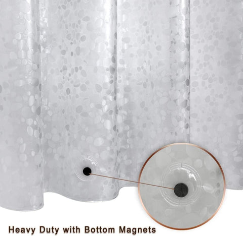 Waterproof EVA Shower Curtain with Pebble Pattern, 180x180 cm, Transparent Odorless