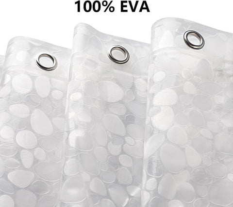 Waterproof EVA Shower Curtain with Pebble Pattern, 180x180 cm, Transparent Odorless