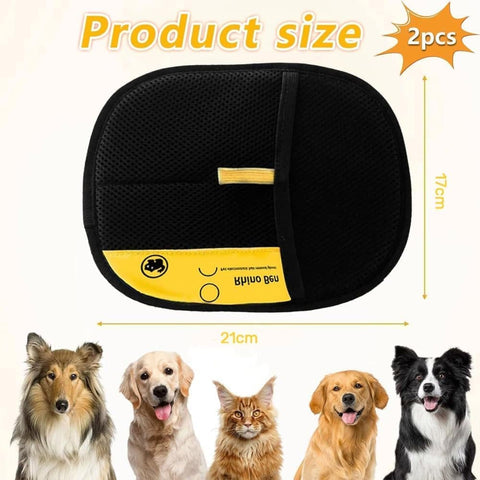 2-Pack Pet Fur Removal Glove, Double-Sided Reusable Static Hair Remover, Compatible with Cats and Dogs