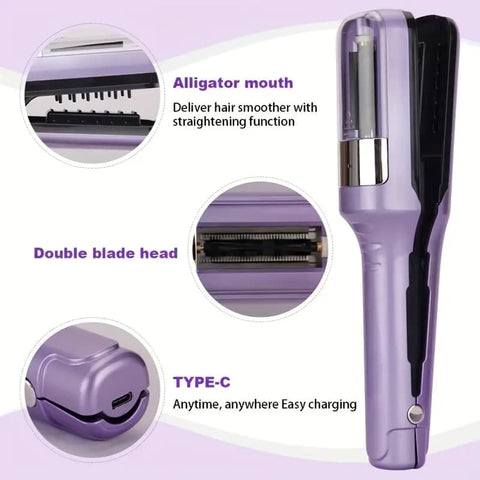 Portable Hair Trimmer Rechargeable Split End Trimmer for Travel Easy to Use Protects Hair, Purple
