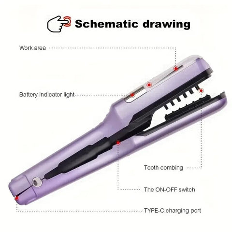 Portable Rechargeable Hair Trimmer Split End Trimmer for Travel, Protects Hair, Blue