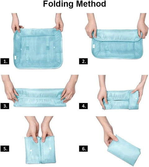 8-Piece Lightweight Water Resistant Travel Organizer for Bags, Light Blue