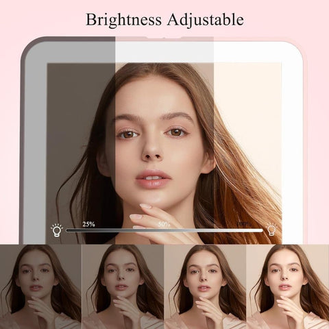 Rechargeable Portable Foldable Makeup Mirror with 3 Color Modes Adjustable Lighting