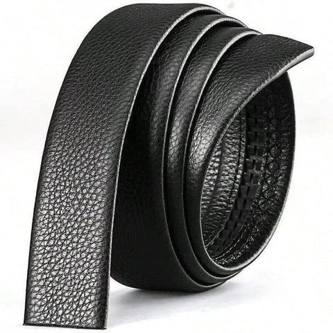 Men's Adjustable Leather Belt Automatic Latching for Business and Everyday Use, Silver