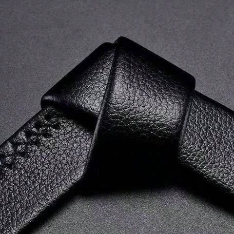 Men's Adjustable Leather Belt Automatic Latching for Business and Everyday Use, Gold
