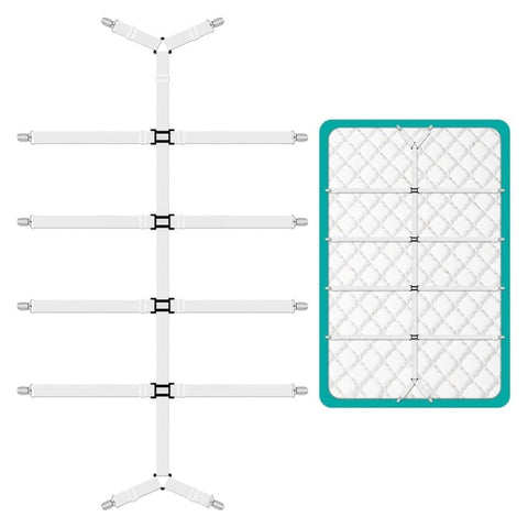 Adjustable Sheet Holders with Elastic Bands and Metal Clips for Securing Sheets Mattress Covers or Sofa Covers, White
