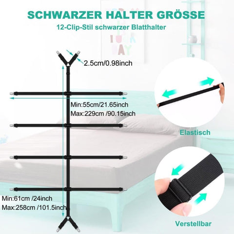 Adjustable Sheet Holders with Elastic Bands and Metal Clips for Securing Sheets Mattress Covers or Sofa Covers, White