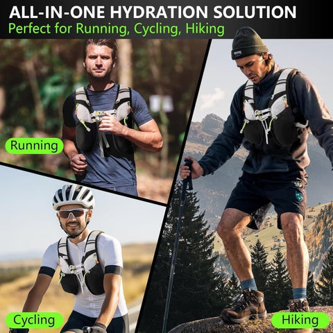 Reflective vest with hydration bladder, unisex adjustable breathable for running cycling marathons