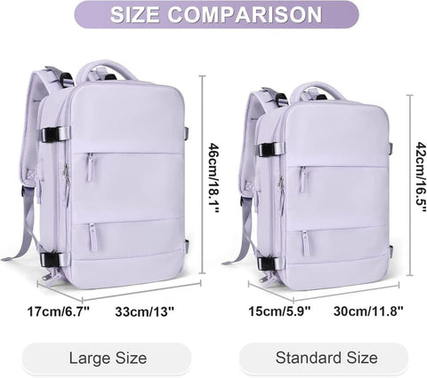 Purple Travel Backpack Cabin Bag with Dry Wet Sorting, 42 x 30 x 20 cm
