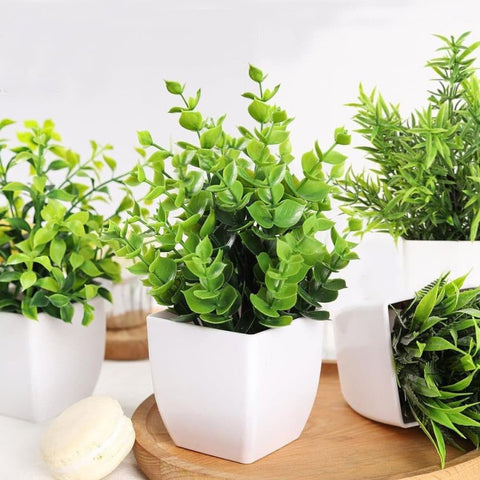 4-Pack Artificial Plants with Pot for Living Room and Office Decoration, 17x12 cm