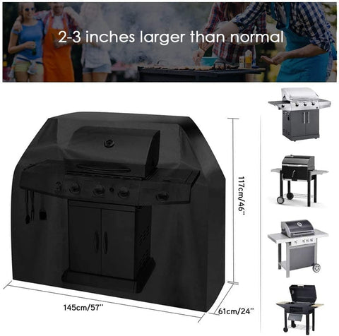 Waterproof Grill Cover 210D Oxford with UV Protection, 145x61x117 cm