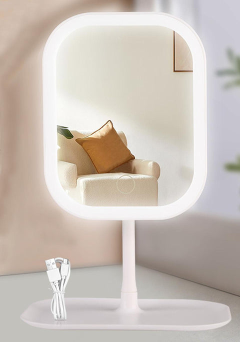 LED Makeup Mirror Rechargeable with Touch Control 3 Colors Dimmable 360 Adjustable, White