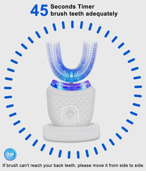 360° U-Shaped Electric Toothbrush with 3 Cleaning Modes, IPX7 Waterproof, Automatic Ultrasonic Tooth Cleaner, Compatible with Oral-B, Pink