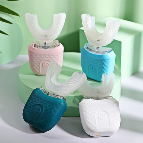 U-Shaped Electric Toothbrush with 3 Cleaning Modes, IPX7 Waterproof, Automatic Ultrasonic Tooth Cleaner, Compatible with Oral-B, Green