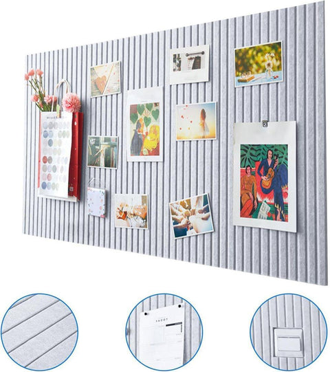40x60cm Self-Adhesive Photo Board, Decorative Cork and Wall Panel Bulletin Board with Acoustic Panels for Photos and Messages, Gray, for Home and Office
