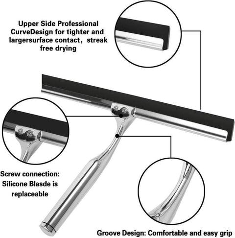 Bathroom Scraper with Wall Hook for Shower Door Kitchen Windows and Car Glass, 1 Pack