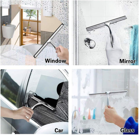 Bathroom Scraper with Wall Hook for Shower Door Kitchen Windows and Car Glass, 1 Pack