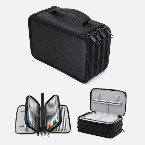 72 Holes Pen Case with Compartments, Large Capacity Lightweight Durable, Gray, Compatible with Students and Office Use