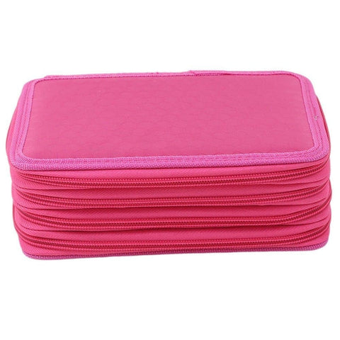 72 Holes Pen Case with Compartments, Large Capacity Multifunctional Organizer, Lightweight Durable for Students and Office Use, Red