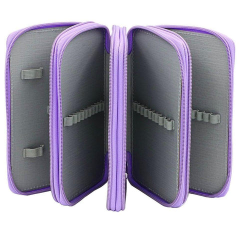 72 Holes Pen Case with Compartments, Large Capacity Lightweight Durable, Compatible with Students and Office Use, Purple
