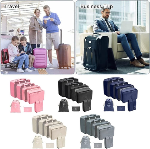 7-Piece Suitcase Organizer Beige, for Luggage Travel Bags
