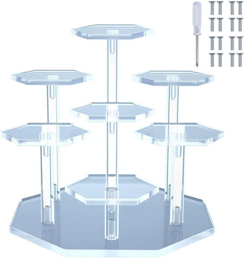 7-Tier Acrylic Display Stand for Cupcakes Perfume Desserts Figurines, Transparent