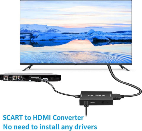 Scart to HDMI Converter 1080P HD Video Audio Adapter, Compatible with Set-Top Box Xbox PS3, Plug & Play