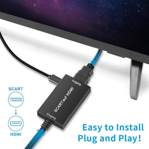 Scart to HDMI Converter 1080P HD Video Audio Adapter, Compatible with Set-Top Box Xbox PS3, Plug & Play