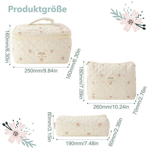 3-Piece Floral Makeup and Toiletry Travel Bag, Size 4
