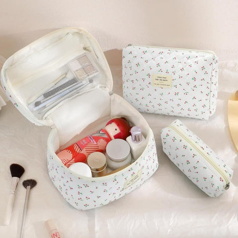 3-Piece Floral Makeup Bag Toiletry Travel Organizer, 20 x 10 cm