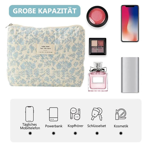 Floral Makeup Bag 3-Piece Set, Travel Toiletry Organizer, 20 x 10 cm