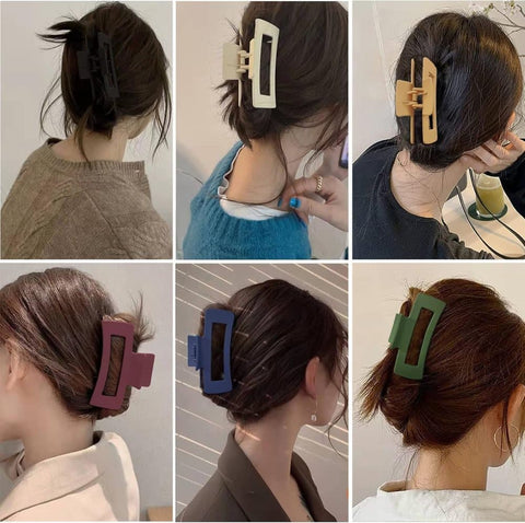 6-Pack Strong Rectangular Hair Clips for Thick Hair, Non-Slip Matte Solid Color, Multicolor