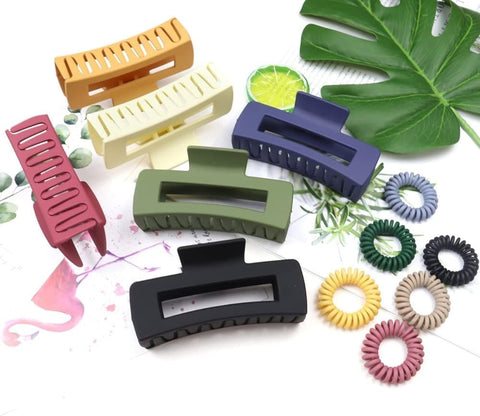 6-Pack Strong Rectangular Hair Clips for Thick Hair, Non-Slip Matte Solid Color, Multicolor