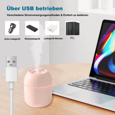 Portable Mini Humidifier 0.22L with USB, Automatic Shutoff, 2 Spray Modes for Bedroom Office and Car, White