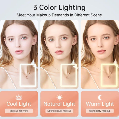 Rechargeable Makeup Mirror with 3 Color Modes, Dimmable Touch Screen LED Lighted Mirror