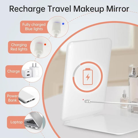 Rechargeable Makeup Mirror with 3 Color Modes, Dimmable Touch Screen LED Lighted Mirror