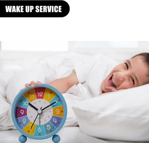 Colorful Silent Alarm Clock with Night Light for Children, 8cm Round, Yellow