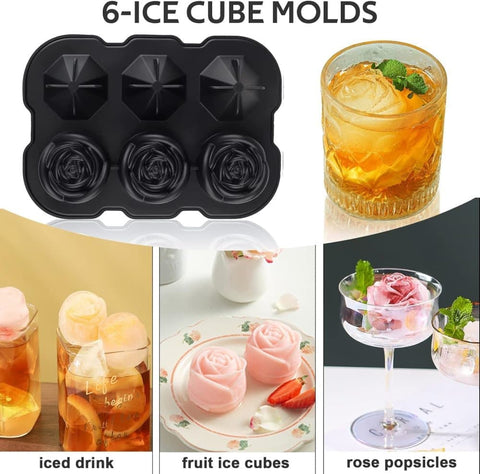 1 piece BPA-free reusable ice cube tray with lid for round ice balls, 6 compartment