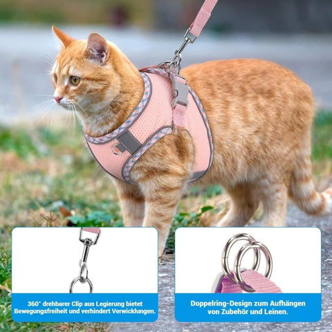 Reflective Adjustable Dog and Cat Harness with Leash, Soft Secure Fit, XXS