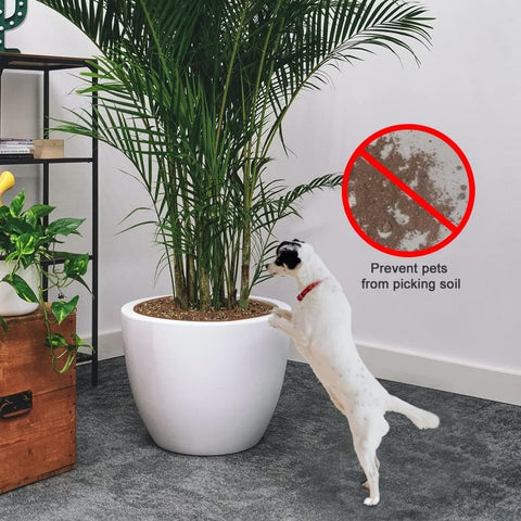 2-Pack Waterproof Cuttable Pot Covers, Prevents Pets from Digging, for Indoor and Outdoor Gardens, L, Brown