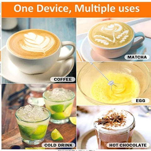 Electric Whisk USB Rechargeable with 3 Speeds, Egg Beater Milk Frother for Coffee and Cappuccino, Compatible with Most Brands, Black