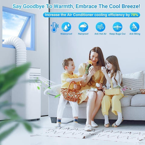 Window Seal for Portable AC, 500 x 38cm, Sealing Cloth with Zipper and Tape, Compatible with All Mobile Air Conditioners