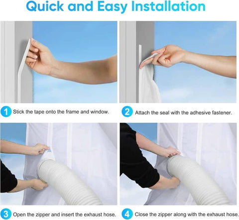 Water Repellent Window Sealing Cloth 400x37cm, Compatible with Portable Air Conditioners