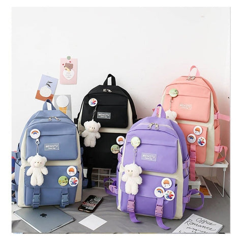 5-Piece Purple School Backpack Set for Students and Teenagers, Compatible with Travel