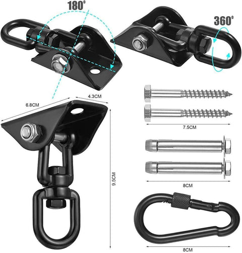 450kg Stainless Steel Swing Hooks with Screws for Hanging Chair Swing Yoga Towel, 360° Rotation